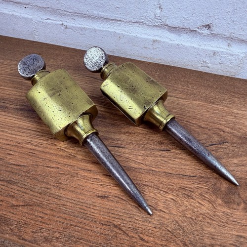 Pair antique brass - brass, steel