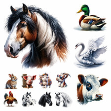 Farm Animal Vinyl Decal Stickers Multi-use Toilet Laptop Phone Tile Graphic Cup
