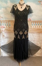 Dress 16 XL Black Beaded Gold
