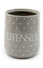 Ceramic Utensil Jar Hearts