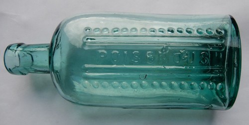 Dark aqua oval poison - , bottle