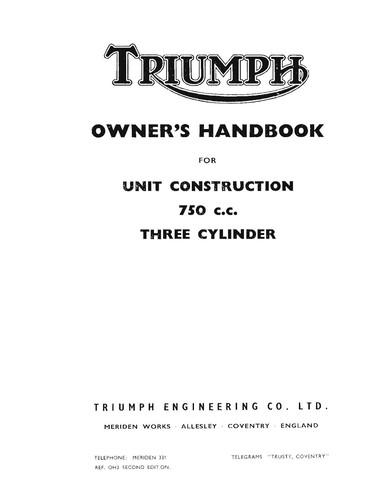 Triumph owners manual book - manual,
