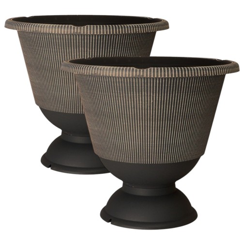 2pc plastic round brown urn - round,