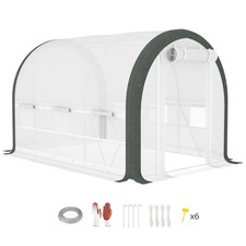 Outsunny Walk-in Tunnel Greenhouse, Upgraded Structure, Mesh Door & Windows