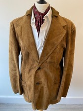 VINTAGE mens 1970's fabulous SOFT BROWN SUEDE HACKING JACKET BLAZER 46"