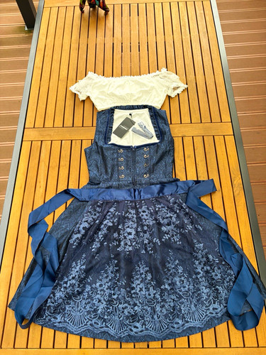 Ladies dirndl blue white - ladies,