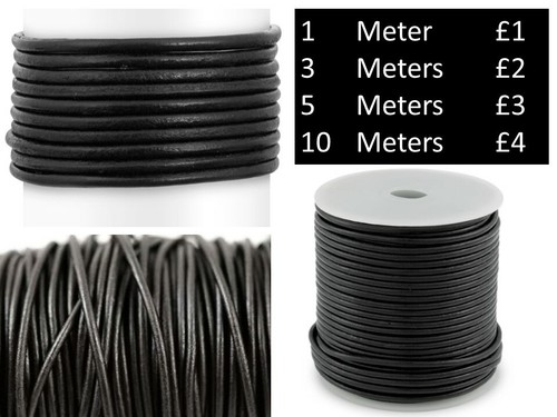 Black leather cord - black,