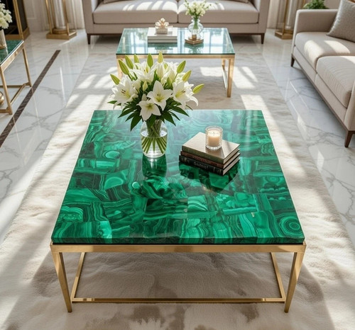 Green malachite coffee table - green,
