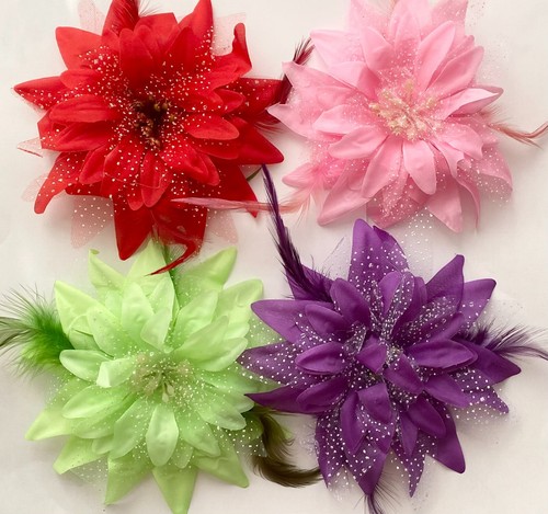 Organza flower feather hair - organza,