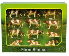 KIDS GLOBE Cows - Brown & White - 12pcs - V051968 - FARM TOY / ANIMALS