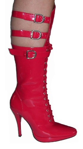 Red patent boots knee high - red,