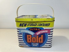 VINTAGE WASHING POWDER TIN Storage Bold Ultra All in One 2KG Empty Used 1990s