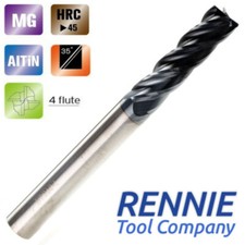 Solid Carbide 4 Flute Long Series Endmill TiAlN Coated. End Mill Sizes 1mm-12mm