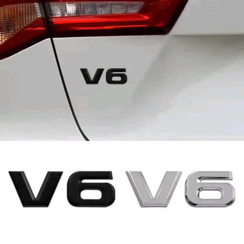 Car engine logo - v6, metal