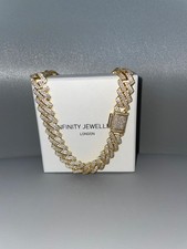 Gold 14mm Iced Out Chain Prong Set necklace