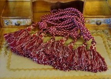 SET 4 Vintage French Rope & Tassel Burgundy Chateau Curtain Tie / Hold Backs