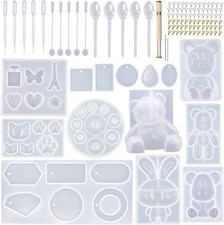 132Pcs Animal Silicone Molds DIY Resin Casting Kit - 4 Bears 3D Bear, Rabbit Cat