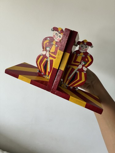 Vintage wooden jester clown - vintage,