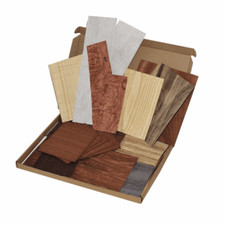 Box of Wood veneer offcuts. Various veneers for hobbies, cfats, marquetry