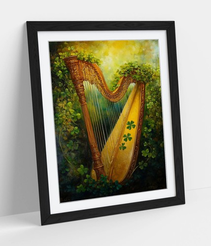 Oil painting irish harp - painting,