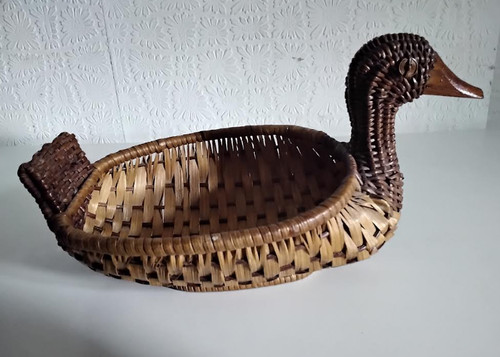 Vintage wicker rattan duck - rattan,