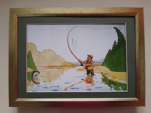 Loon cartoon fishing print - loon,