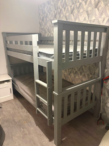 Grey painted wooden single - painted,