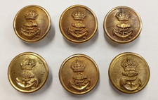 6 x Very Large 29mm Royal Navy Greatcoat Gilt Buttons