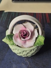 Vintage Radnor Fine Bone China Staffordshire England Basket Of Pink & Yellow 