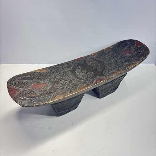 African carved wooden stool - carved,