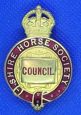 SHIRE HORSE SOCIETY COUNCIL KING CROWN RED ENAMEL BUTTON HOLE LAPEL BADGE