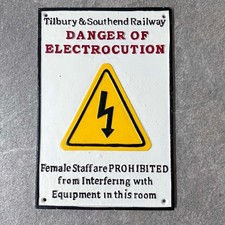 Southend Tilbury Railway Sign Danger Electrocution Safety Plaque Cast Iron  30cm