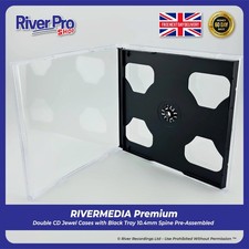 25 x Double Plastic CD 10mm Jewel Case Cases 2 Way Clear Black Tray HIGH QUALITY