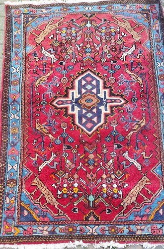 Antique carpet rug - rug, hand