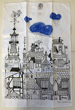 STIG LINDBERG Artist Designed TEA TOWEL Scandinavian design SCARCE Blue