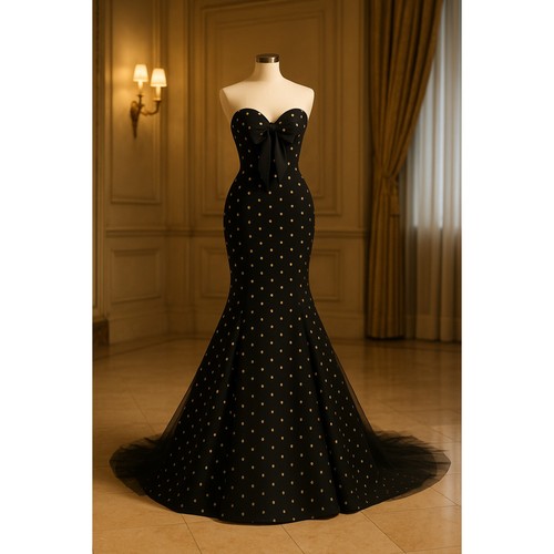 Jovani black gold - polka, dot