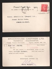 1950 KGVI Brockhouse Castings Ltd Wolverhampton, Staffs Business Postcard