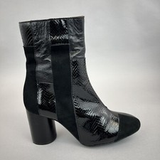 Topshop Limited Edition Black Patched Leather Block Heels Boots 42 UK8.5 - 9