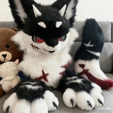 Fursuit Husky Fox Mascot (head + PAWS + Tail) Halloween Party Fur Cosplay