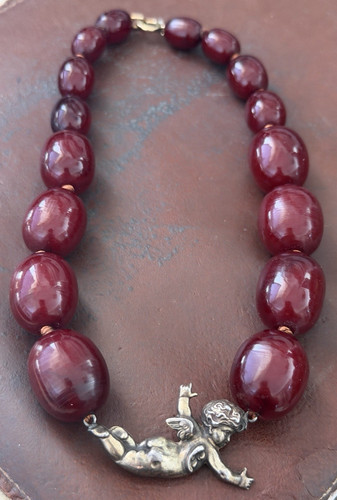 Vintage cherry amber bakelite - cherry,
