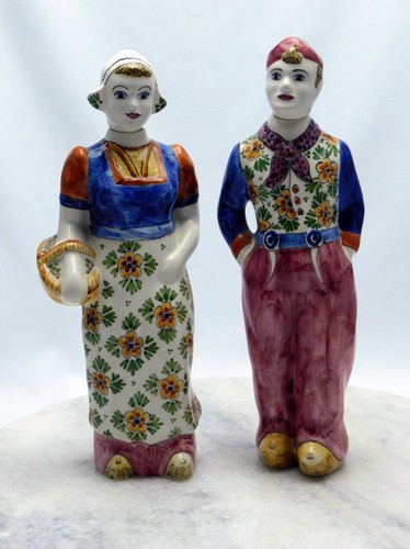 Pair delftware coloured - delftware,