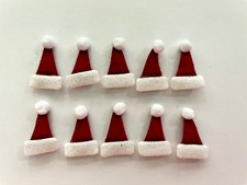 Santa Hat 10pc Christmas Fabric Applique Embellishments- Hairbow Scrapbook