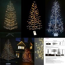 Birch Twig Tree Snowy Pre Lit Christmas Outdoor Indoor Lights Xmas Decoration