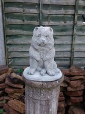 LARGE  STONE SITTING CHOW CHOW PUPPY DOG GARDEN  STATUE MEMORIAL