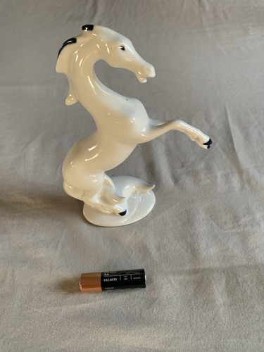 White ceramic horse figurine - ceramic,