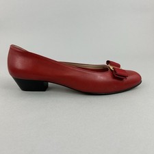 Salvatore Ferragamo Boutique Red Slip On Court Bow Vtg Shoes US7.5 B UK5 Narrow