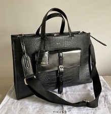Reiss black croc leather