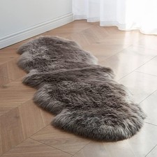 Genuine Sheepskin Rug Taupe Brown Fur Rug Double Pelt Sheep skin Rug 2x6ft Sale