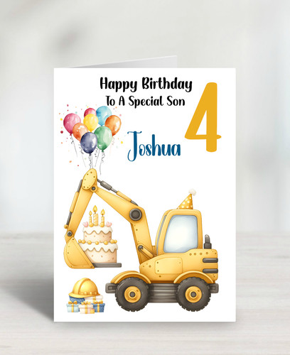 Personalised digger birthday - personalised,