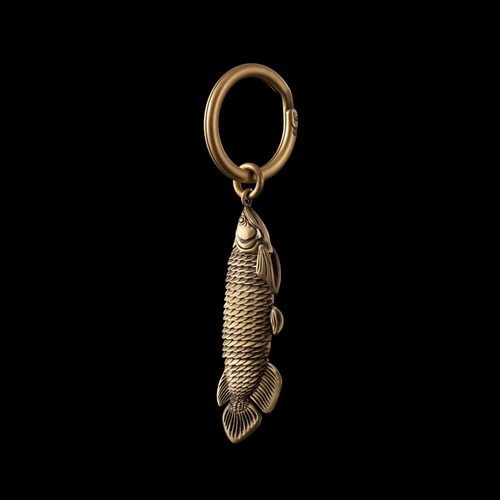 Arowana fidget keychain brass - arowana,